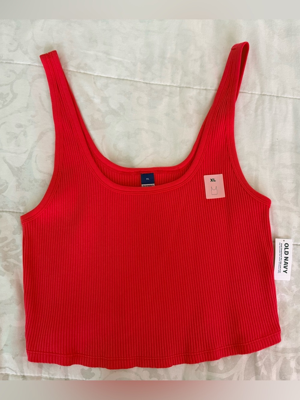 Old Navy Red Ribbed Scoop Neck Crop Tank